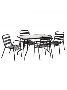 ΣΕΤ ΤΡΑΠΕΖΑΡΙΑΣ 5ΤΜΧ ADAM HM21219.01 ΚΑΡΕΚΛΕΣ ΜΕΤΑΛΛΙΚΕΣ & ΤΡΑΠΕΖΙ 110x60 ΜΑΥΡΟ