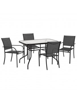 ΣΕΤ ΤΡΑΠΕΖΑΡΙΑΣ 5ΤΜΧ REDAN HM21223.01 ΤΡΑΠΕΖΙ & 4 ΠΟΛΥΘΡΟΝΕΣ ΣΕ ΜΑΥΡΟ