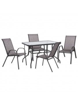 ΣΕΤ ΤΡΑΠΕΖΑΡΙΑΣ 5ΤΜΧ HM5193.01 ΜΕΤΑΛΛΙΚΗ ΜΕ 4 ΚΑΡΕΚΛΕΣ & ΤΡΑΠΕΖΙ 110x60 ΓΚΡΙ