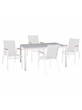 ΣΕΤ ΤΡΑΠΕΖΑΡΙΑΣ 5ΤΜΧ ΤΡΑΠ. 150Χ90 & ΠΟΛ/ΝΕΣ ΑΛΟΥΜΙΝΙΟΥ ΜΕ POLYWOOD ΛΕΥΚΕΣ HM11706.01