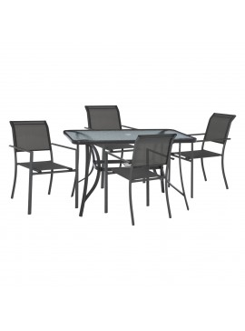 Intrahome ΣΕΤ ΤΡΑΠΕΖΑΡΙΑΣ 5ΤΜΧ ΤΡΑΠ ΜΕΤΑΛΛΙΚΟ 120Χ70 & ΠΟΛ ΑΛΟΥΜΙΝΙΟΥ NELSPRUICASABLANCALTCASABLANCAI ΓΚΡΙ intraho-0007561