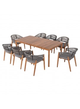 ΣΕΤ ΤΡΑΠΕΖΑΡΙΑΣ 9ΤΜΧ NAVANT HM21066.01 ΤΡΑΠΕΖΙ ΜΕ 8 ΚΑΡΕΚΛΕΣ ΞΥΛΟ ΑΚΑΚΙΑΣ-ΣΧΟΙΝΙ ΓΚΡΙ