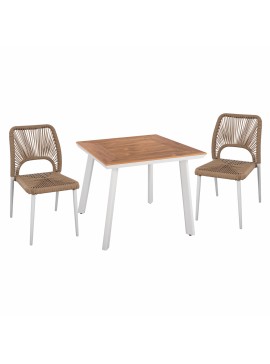 Intrahome ΣΕΤ ΤΡΑΠΕΖΑΡΙΑΣ 3ΤΜΧ ΤΡΑΠΕΖΙ ΛΕΥΚΟ 80x80 ΚΑΙ ΚΑΡΕΚΛΑ ΜΕ ΣΧΟΙΝΙ .01 intraho-0008087