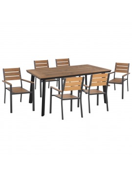 ΣΕΤ ΤΡΑΠΕΖΑΡΙΑΣ TABER HM21198 ΤΡΑΠΕΖΙ & 6 ΠΟΛΥΘΡΟΝΕΣ-ΑΛΟΥΜΙΝΙΟ & POLYWOOD-ΑΝΘΡΑΚΙ