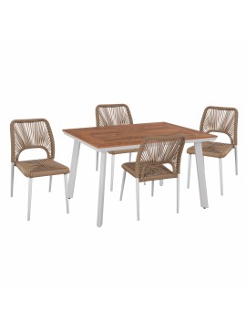 Intrahome ΣΕΤ ΤΡΑΠΕΖΑΡΙΑΣ 5ΤΜΧ ΤΡΑΠΕΖΙ ΛΕΥΚΟ 120x80 ΚΑΙ ΚΑΡΕΚΛΑ ΜΕ ΣΧΟΙΝΙ .01 intraho-0008083