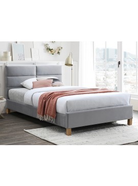 ŁÓŻKO SIERRA VELVET 120x200 KOLOR JASNY SZARY/DĄB TAP. BLUVEL 03 DIOMMI-80-3036