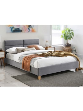 ŁÓŻKO SIERRA VELVET 140x200 KOLOR SZARY/DĄB TAP. 150 DIOMMI-80-3746