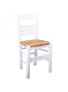 WOODWELL ΣΙΦΝΟΣ Καρέκλα Οξιά Βαφή Εμποτισμού Λάκα Άσπρο, Κάθισμα Ψάθα 41x45x88cm Ρ969,Ε8