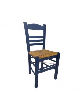 WOODWELL ΣΙΦΝΟΣ Καρέκλα Οξιά Βαφή Εμποτισμού Ανιλίνη Μπλε, Κάθισμα Ψάθα 41x45x88cm Ρ969,Ε3