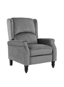 WOODWELL Ε7144,2SIMPLE Relax Πολυθρόνα Μπερζέρα Σαλονιού, Καθιστικού, Ύφασμα Velure Γκρι 72x84x97cm Ε7144,2