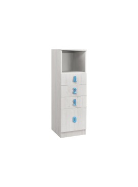 MATIS Στήλη συρταριέρα Numero 4F άσπρος δρυς/ μπλε 40x42x217,5 MATIS585719