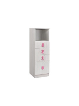 MATIS Στήλη συρταριέρα Numero 4F άσπρος δρυς/ ροζ 40x42x126,5 MATIS585717