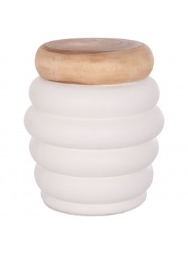 ΣΚΑΜΠΟ PUFFAT HM18172.02 FIBER CEMENT ΛΕΥΚΟ- ΞΥΛΟ TEAK TOP Φ45x46Υεκ.