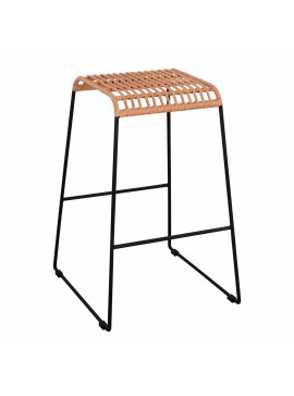 ΣΚΑΜΠΟ ΜΕΤΑΛΛΙΚΟ ALLEGRA HM5641 ΜΕ WICKER ΣΕ ΜΠΕΖ ΑΠΟΧΡΩΣΗ 49x50x76 εκ.