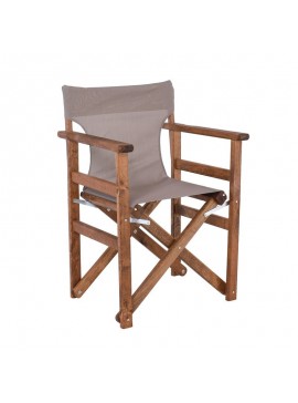 WOODWELL Ε7770,Υ1Σκηνοθέτη Πολυθρόνα Οξιά, Βαφή Εμποτισμού Καρυδί, Textilene Sand Beige, Πτυσσόμενη 60x51x85cm Ε7770,Υ1