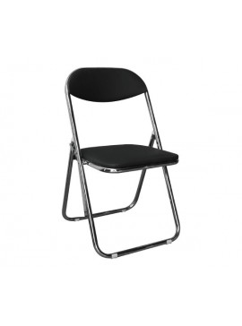WOODWELL STAR Καρέκλα Πτυσσόμενη Μέταλλο Χρώμιο, Pu Μαύρο 45x49x80cm Ε556,1