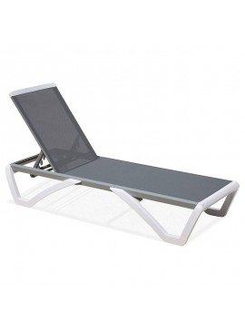 WOODWELL Ε3381SUMMER K/D Ξαπλώστρα Αλουμίνιο Ανθρακί, PP Άσπρο - Textilene Γκρι 69/58x196x31cm Ε3381