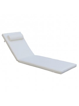 WOODWELL Ε2014,1SUNLOUNGER Μαξιλάρι Ξαπλώστρας με Προσκέφαλο,  Ύφασμα Εκρού, Foam+Polyester Φερμουάρ-Velcro 196(78+118)x60x7cm Ε2014,1