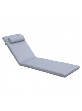 WOODWELL Ε2014,3SUNLOUNGER Μαξιλάρι Ξαπλώστρας με Προσκέφαλο,  Ύφασμα Γκρι, Foam+Polyester Φερμουάρ-Velcro 196(78+118)x60x7cm Ε2014,3