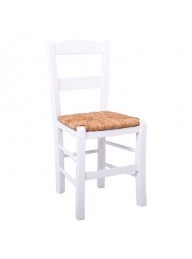 WOODWELL ΣΥΡΟΣ Καρέκλα Οξιά Βαφή Εμποτισμού Λάκα Άσπρο, Κάθισμα Ψάθα 41x45x88cm Ρ950,Ε8