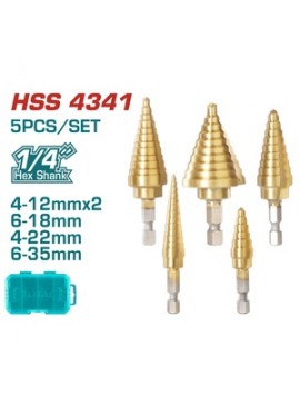 TOTAL ΕΠΑΓΓ. ΣΕΤ ΤΡΥΠΑΝΙΑ ΚΩΝΙΚΑ HSS 1/4" 5ΤΕΜ (TACSD2051)