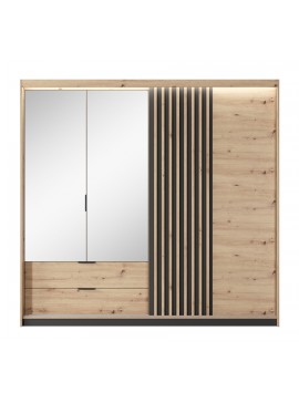 Ντουλάπα Tally Φυσικό artisan με καθρέπτες 220x210x60cm