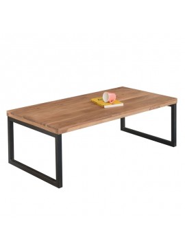 WOODWELL ΕΑ7049TAMPA Τραπεζάκι Σαλονιού Καθιστικού, Μέταλλο Βαφή Μαύρο, Ξύλο Ακακία Φυσικό 115x60x40cm ΕΑ7049