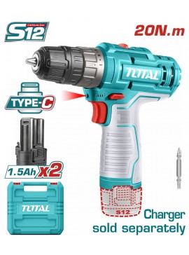 TOTAL ΔΡΑΠΑΝΟΚΑΤΣΑΒΙΔΟ ΜΠΑΤ. Li-ion 12V / 1.5Ah / 20Nm / 2 ΜΠΑΤ Type C (TDLI12202)