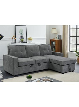 Insi  Tiago Γωνιακός καναπές κρεβάτι με αποθηκευτικό χώρο 222x150x94εκ. Γκρι με αναστρέψιμη γωνία   0011.HS89GR 