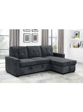 Insi  Tiago Γωνιακός καναπές κρεβάτι με αποθηκευτικό χώρο 222x150x94εκ. Γκρι σκούρο με αναστρέψιμη γωνία   0011.HS89DG 