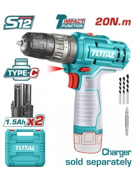 TOTAL ΔΡΑΠ/ΒΙΔΟ ΚΡΟΥΣΤΙΚΟ ΜΠΑΤ. Li-ion 12V / 1.5Ah / 20Nm / 2 ΜΠΑΤ (TIDLI12202)