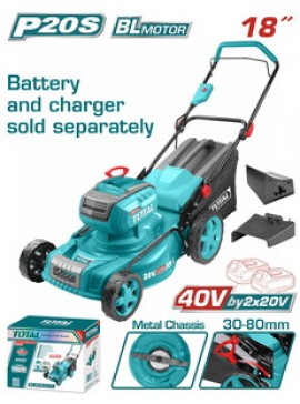 TOTAL ΕΠΑΓΓ. ΜΗΧΑΝΗ ΓΚΑΖΟΝ ΜΠΑΤ. Li-ion 2X20V / 46cm ΧΩΡΙΣ ΜΠΑΤΑΡΙΑ & ΦΟΡΤΙΣΤΗ (TLMLI20185)