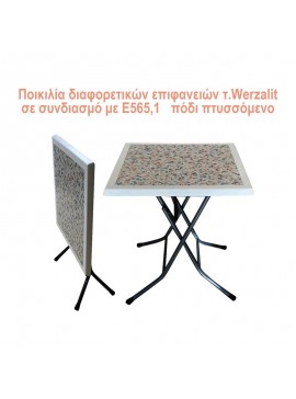 WOODWELL TOPAL Τραπέζι Πτυσσόμενο Βάση Μέταλλο Βαφή Μαύρο, Επιφάνεια τ.Werzalit 80x80x75cm ή Φ80x75cm Ε565,1Τ2