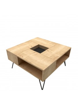 Τραπεζάκι Σαλονιού ArteLibre DONOUSA Δρυς/Μαύρο 80x80x38.6cm Arte-14410013