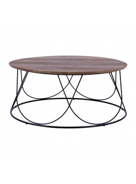 ΤΡΑΠΕΖΑΚΙ ΣΑΛΟΝΙΟΥ ZENA HM8690 MDF TOP ΜΕ ΜΕΤΑΛΛΙΚΟ ΜΑΥΡΟ ΣΚΕΛΕΤΟ Φ90Χ40Υ εκ.