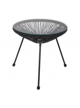 ΤΡΑΠΕΖΙ ΒΟΗΘΗΤΙΚΟ ALLEGRA ΕΠΑΓΓΕΛΜ. ΜΕΤΑΛΛΟ ΜΑΥΡΟ RATTAN ΜΑΥΡΟ HM5874.01 Φ47x45Yεκ.