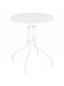 ΤΡΑΠΕΖΙ ΕΞ.ΧΩΡΟΥ ΣΤΡΟΓΓΥΛΟ LINO HM5973.02 ΜΕΤΑΛΛΙΚΟ ΛΕΥΚΟ Φ60x70Υεκ.