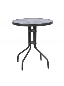 ΤΡΑΠΕΖΙ LIMA Φ60x68Υεκ. ΓΚΡΙ ΜΕΤΑΛΛΙΚΟ ΜΕ ΓΥΑΛΙΝΗ ΕΠΙΦΑΝΕΙΑ HM5079.01