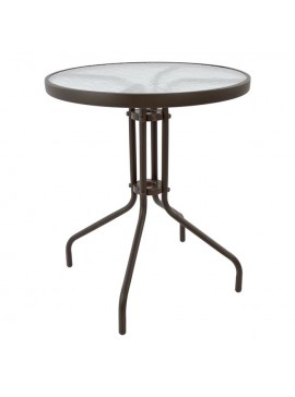 ΤΡΑΠΕΖΙ LIMA Φ60x70Υεκ. ΚΑΦΕ ΜΕΤΑΛΛΙΚΟ ΜΕ ΓΥΑΛΙΝΗ ΕΠΙΦΑΝΕΙΑ HM5079.02