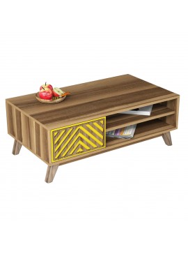 ΤΡΑΠΕΖΙ ΣΑΛΟΝΙΟΥ HM9502.04 ΜΕΛΑΜΙΝΗΣ ΜΕ ΝΤΟΥΛΑΠΑΚΙ ΚΑΡΥΔΙ & ΚΙΤΡΙΝΟ 105x60x38.2Υεκ.