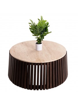 Intrahome ΤΡΑΠΕΖΙ ΣΑΛΟΝΙΟΥ KRESCASABLANCALTCASABLANCAI ΜΑΣΙΦ ΞΥΛΟ ΑΚΑΚΙΑΣ ΣΕ ΚΑΦΕ-ΤΡΑΒΕΡΤΙΝCASABLANCA Φ90x40Υεκ. intraho-1646441