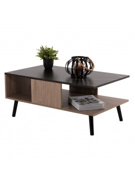 ΤΡΑΠΕΖΙ ΣΑΛΟΝΙΟΥ ΜΕ ΡΑΦΙ GUNNEZ HM9036.21 ΚΑΡΥΔΙ & ΟΨΗ ΜΑΥΡΟ ΜΑΡΜΑΡΟ 90x54x38.5Υεκ.