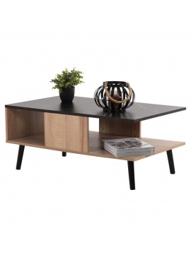 ΤΡΑΠΕΖΙ ΣΑΛΟΝΙΟΥ ΜΕ ΡΑΦΙ GUNNEZ HM9036.22 ΟΨΗ ΜΑΥΡΟ ΜΑΡΜΑΡΟ & ΟAK 90x54x38,5Υεκ.