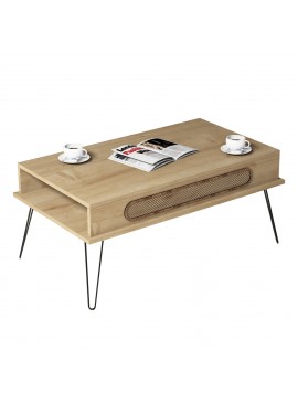 ΤΡΑΠΕΖΙ ΣΑΛΟΝΙΟΥ ΜΕΛΑΜΙΝΗΣ HM9500.01 ΣΕ ΦΥΣΙΚΟ ΟΑΚ-ΜΕΤΑΛΛΙΚΑ ΠΟΔΙΑ 105x56x45.8Υεκ.