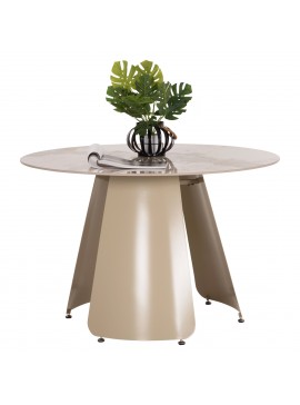 ΤΡΑΠΕΖΙ ΤΡΑΠΕΖΑΡΙΑΣ ΣΤΡΟΓΓΥΛΟ SEDAR HM18326 ΚΕΡΑΜΙΚΟ TOP--ΚΡΕΜ ΜΕΤΑΛ.ΠΟΔΙΑ Φ120x78Υ