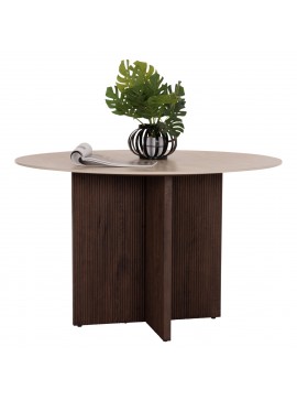 ΤΡΑΠΕΖΙ ΤΡΑΠΕΖΑΡΙΑΣ ΣΤΡΟΓΓΥΛΟ SKY HM18331 ΚΕΡΑΜΙΚΟ TOP ΟΨΗ ΤΡΑΒΕΡΤΙΝΑΣ Φ120x76Υεκ