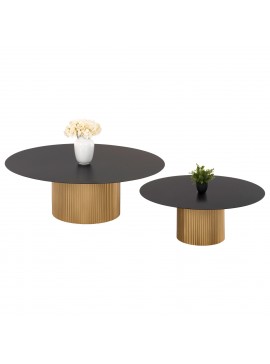 Intrahome ΤΡΑΠΕΖΙCASABLANCA ΣΑΛΟΝΙΟΥ 2ΤΜΧ CLCASABLANCAD ΜΕΤΑΛΛΟ ΣΕ ΧΡΥΣΟ-ΜΑΥΡΟ Φ110x38Υ & Φ80x32Υ εκ. intraho-0007685