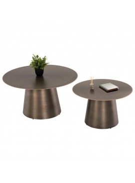 Intrahome ΤΡΑΠΕΖICASABLANCA ΣΑΛΟΝΙΟΥ 2ΤΜΧ NICKELY ΜΕΤΑΛΛΟ ΣΕ ΑΣΗΜΙ ΜΑΤ Φ80x41Υ & Φ60x36Υ εκ. intraho-1646397