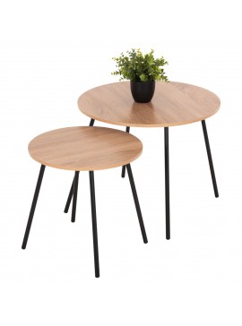 ΤΡΑΠΕΖΙΑ ΣΑΛΟΝΙΟΥ ΣΤΡΟΓΓΥΛΑ 2ΤΜΧ CUPPER HM9878.01 ΜΕΛΑΜΙΝΗ ΣΟΝΑΜΑ-ΜΑΥΡΟ ΜΕΤΑΛΛΟ