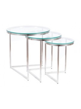 Σετ τρία τραπέζια σαλονιόυ γυάλινα TRINITY 56x55x55 DIOMMI 80-1826 DIOMMI-80-2460